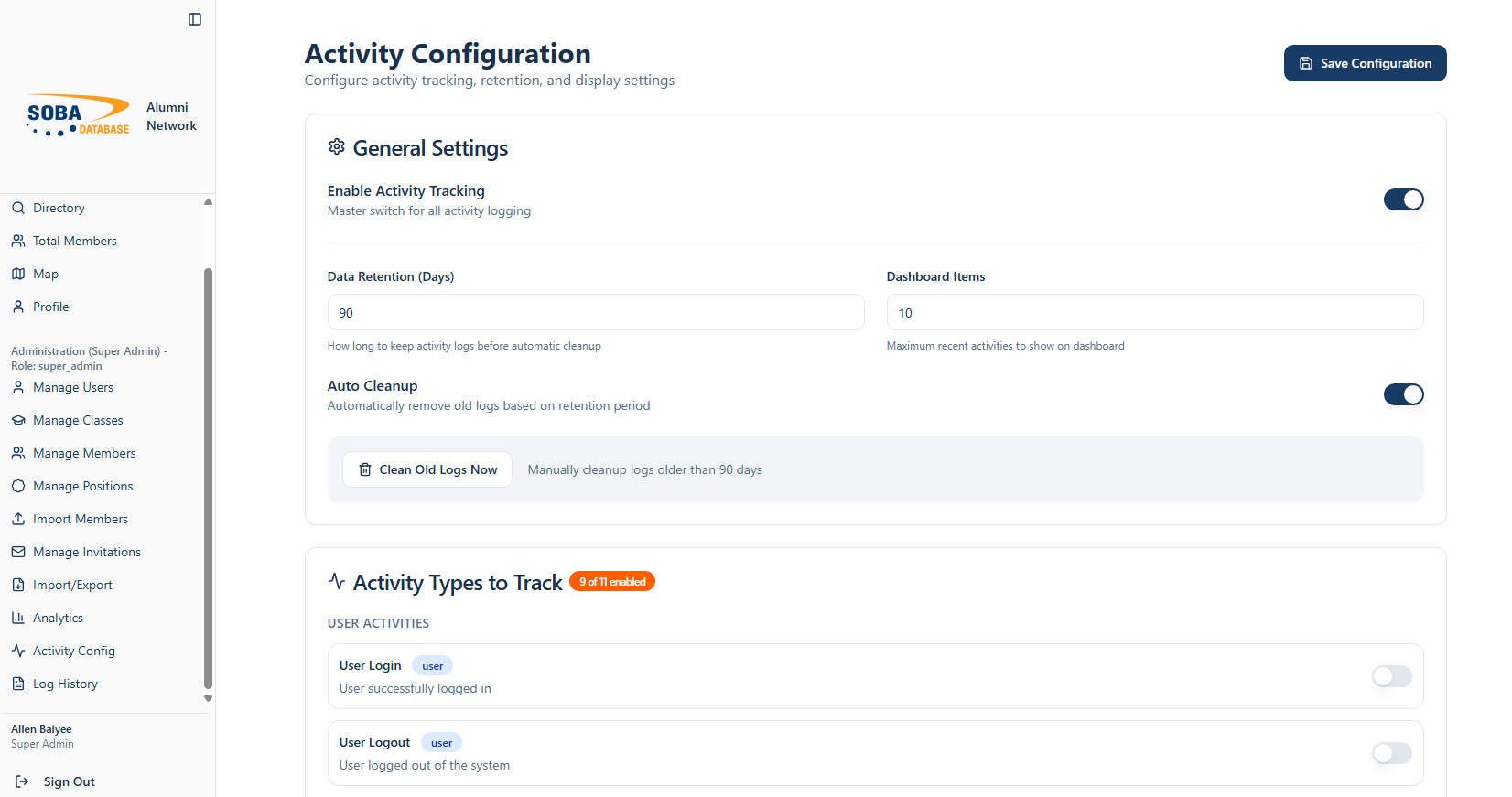 Soban Database - Alumni Management System Landing Page